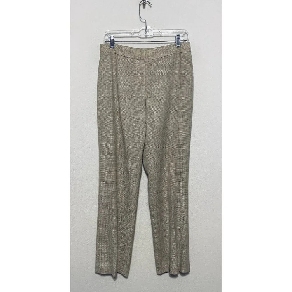 Lafayette 148 New York Pants Womens 4 Beige Barrow Wool Quiet Luxury Career